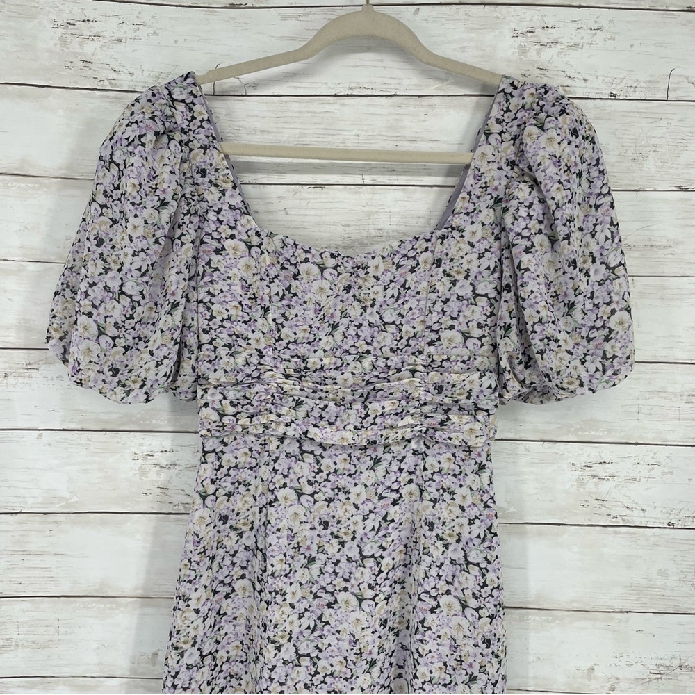 ASTR the label‎ Micalela Floral Puff Sleeve Asymmetrical Midi Dress Size XS - Picture 7 of 16